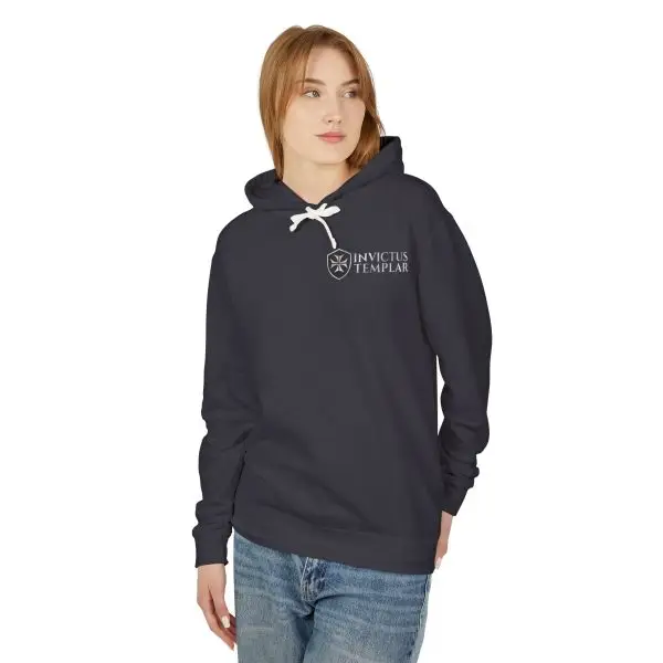 Invictus Templar Unisex Lightweight Hooded Sweatshirt – ‘Sell Your Cloak and Buy a Sword’ - Image 3