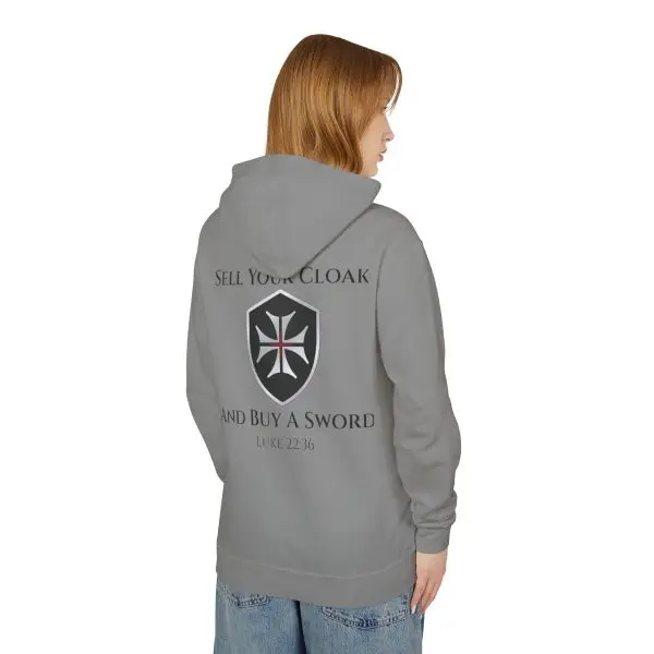 Invictus Templar Unisex Lightweight Hooded Sweatshirt – ‘Sell Your Cloak and Buy a Sword’ - Image 14