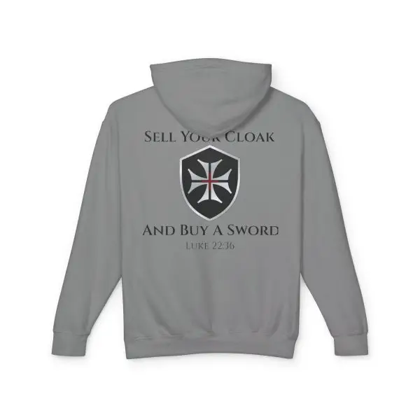 Invictus Templar Unisex Lightweight Hooded Sweatshirt – ‘Sell Your Cloak and Buy a Sword’ - Image 12